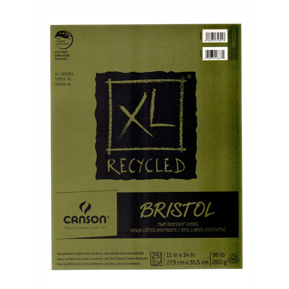 Canson XL Bristol Pad, 11in x 14in, 30% Recycled, Pad Of 25 Sheets