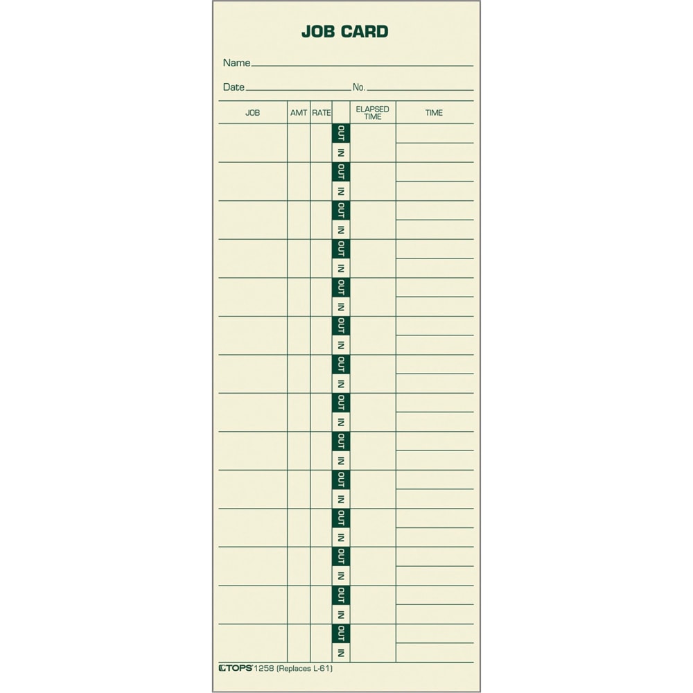 TOPS Time Cards (Replaces Original Card L61), Job Card Form, 1-Sided, 9in x 3 1/2in, Box Of 500