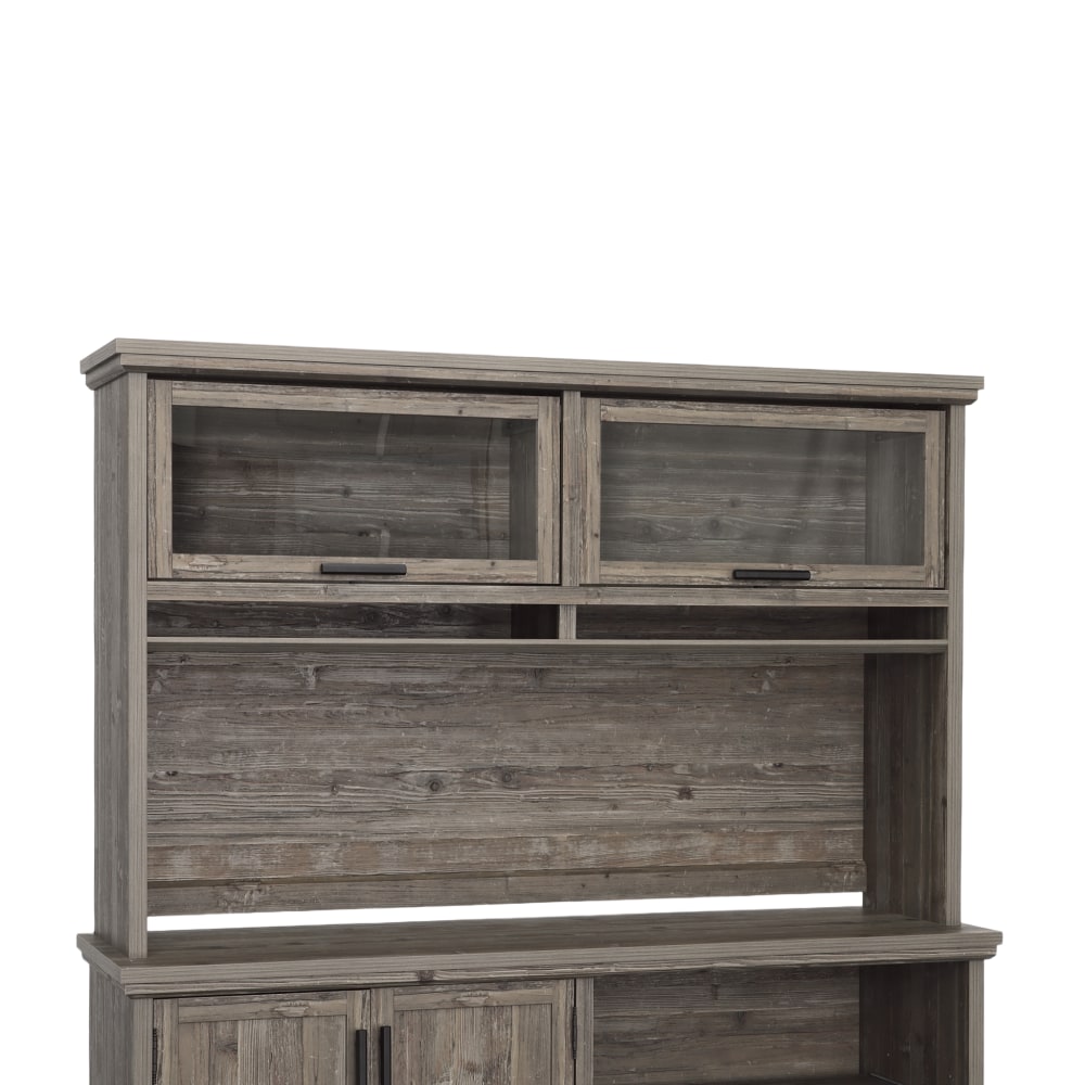 Sauder Aspen Post 65inW Hutch For Large Credenza or L Desk, Pebble Pine