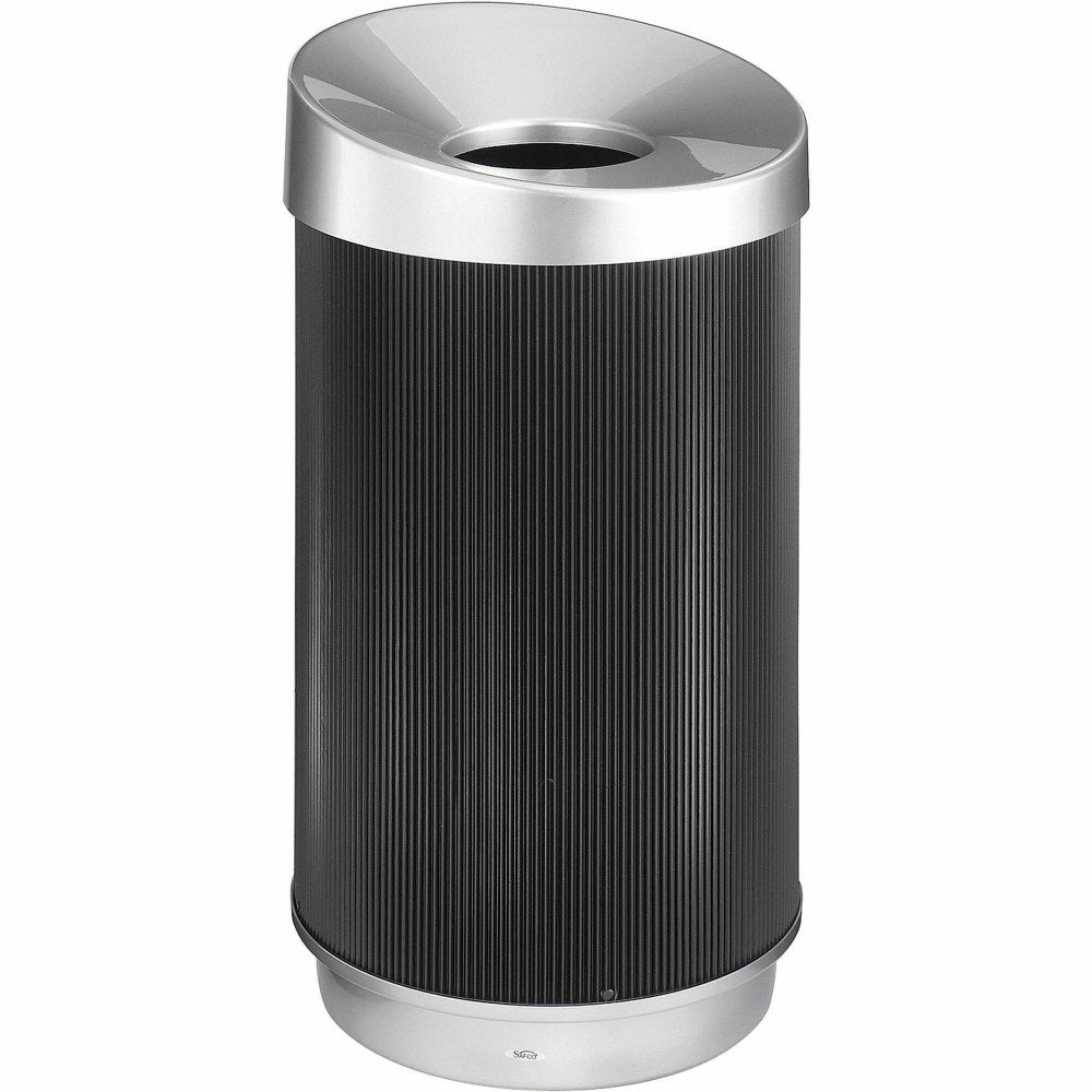 Safco At-Your-Disposal Vertex Waste Receptacle, 38 Gallons, Black/Silver