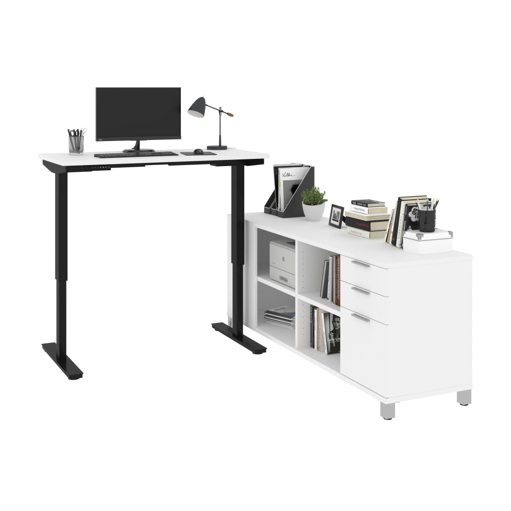 Bestar Pro-Linea 72inW L-Shaped Standing Corner Desk, White