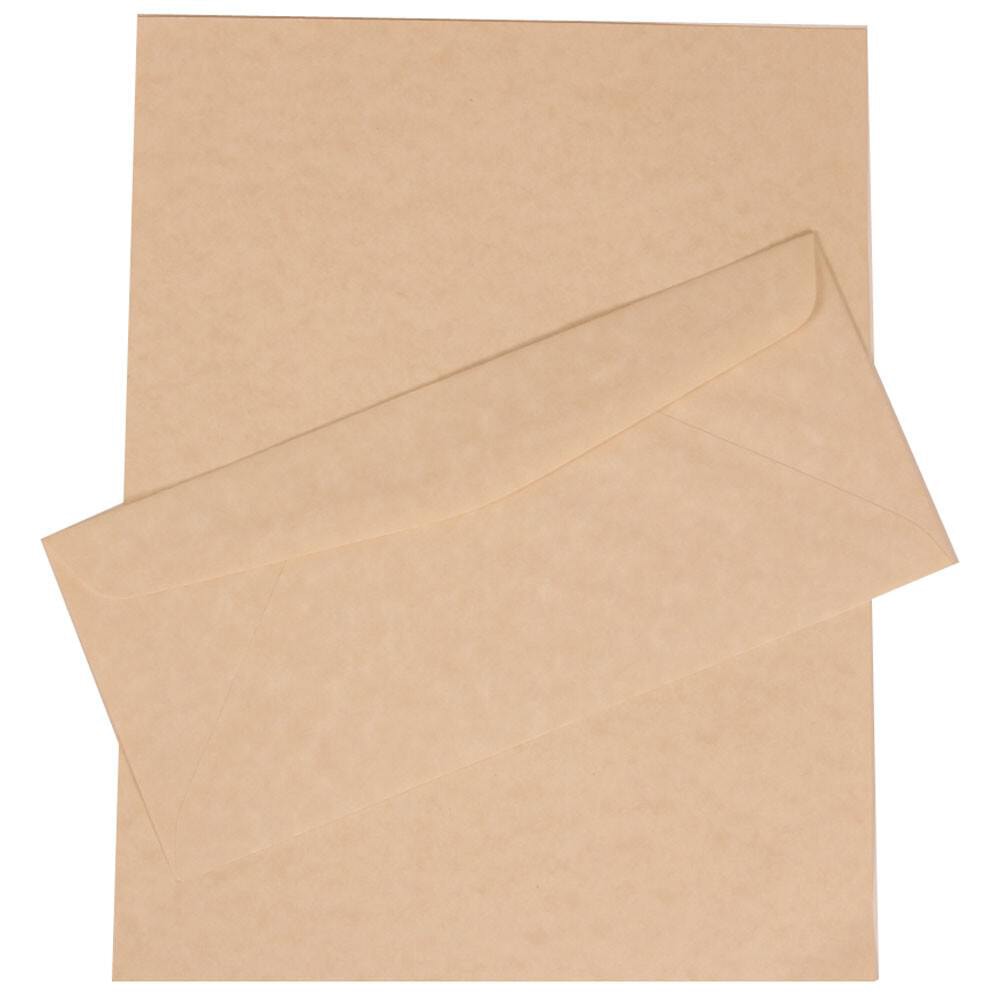 JAM Paper Stationery Set, 8 1/2in x 11in, 30% Recycled, Natural, Set Of 100 Envelopes And 100 Sheets