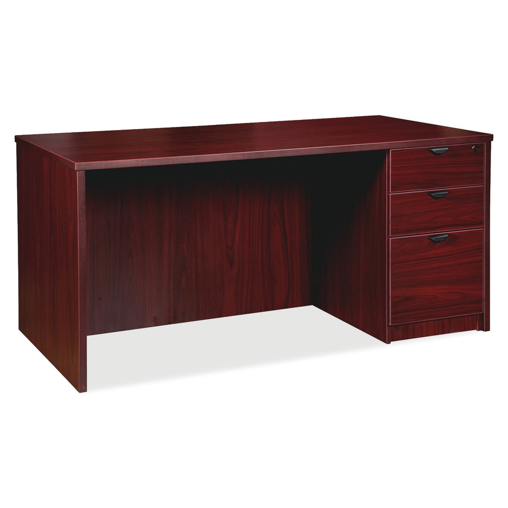 Lorell Prominence 2.0 60inW Right-Pedestal Computer Desk, Mahogany