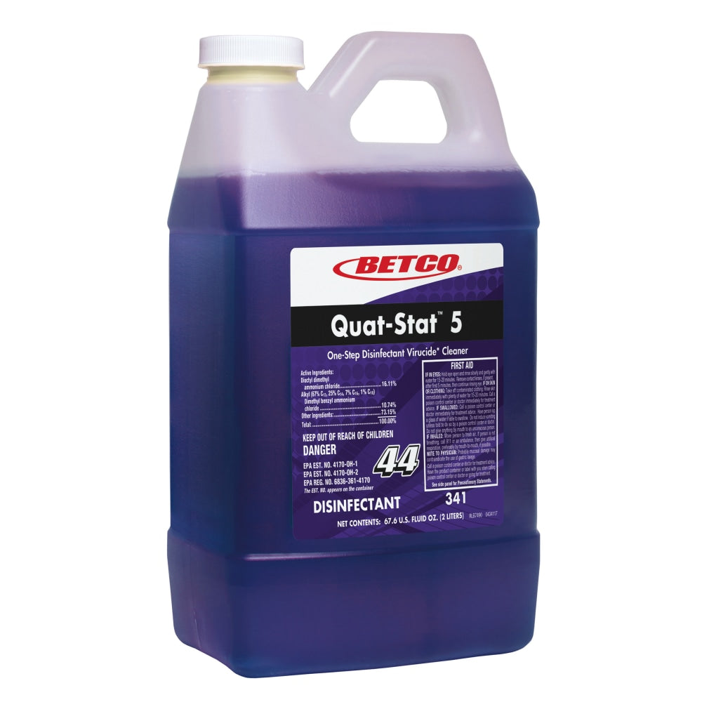 Betco Quat-Stat 5 Disinfectant, Lavender, 67.6 Oz Bottle, Case Of 4