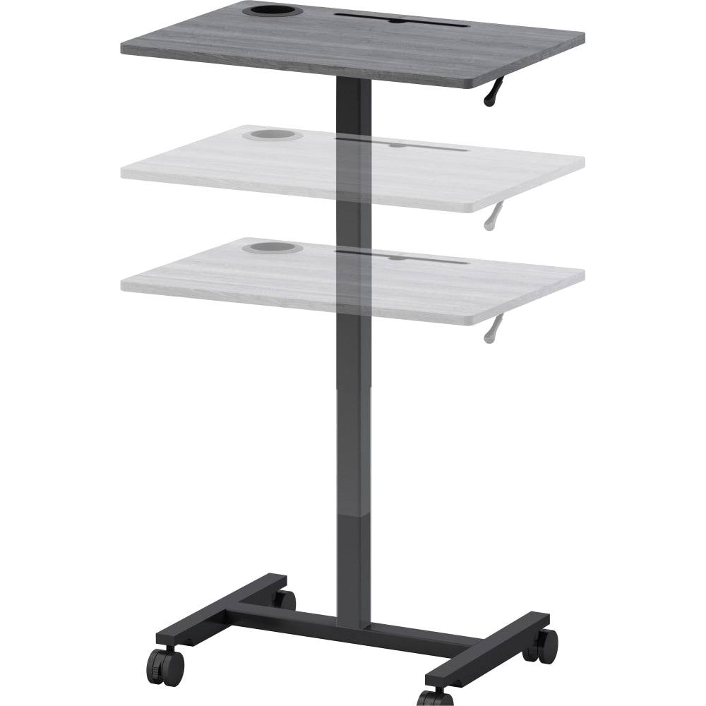 Lorell 20inW Height-Adjustable Mobile Computer Desk, Weathered Charcoal