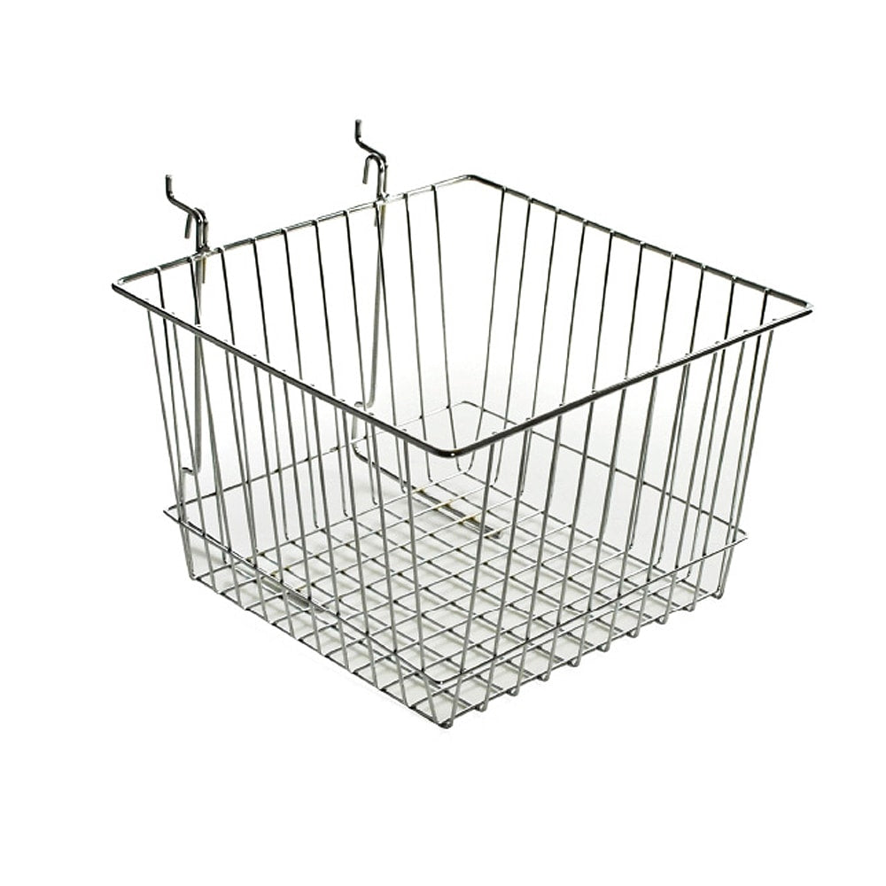 Azar Displays Chrome Wire Baskets, Small Size, 4 1/4in x 12in x 12in, Silver, Pack Of 2