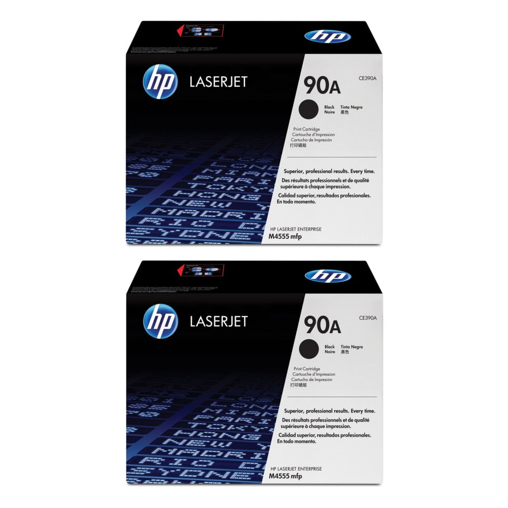 HP 90A Black Toner Cartridges, Pack Of 2, CE390A