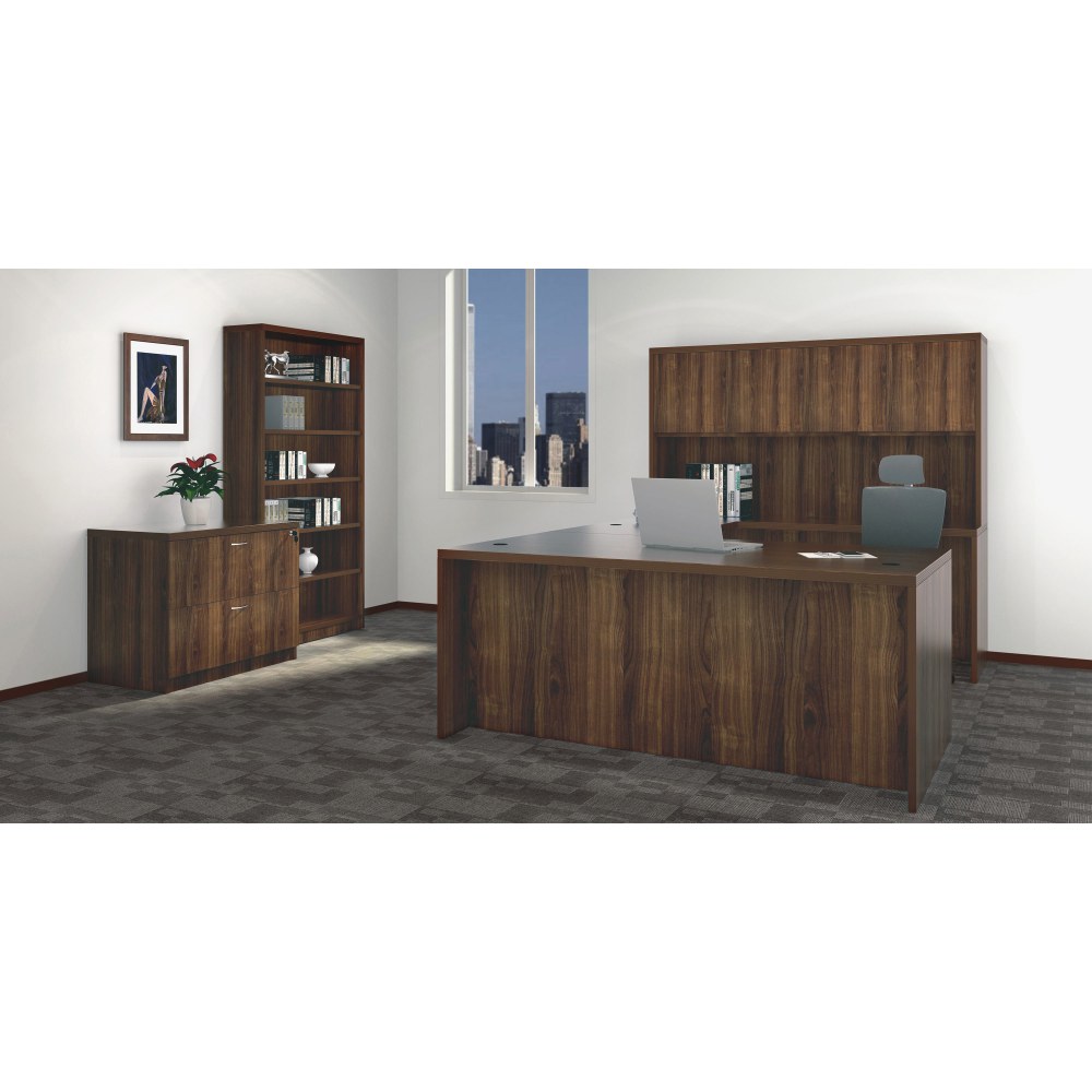 Lorell Chateau 60inW Shell Computer Desk, Walnut