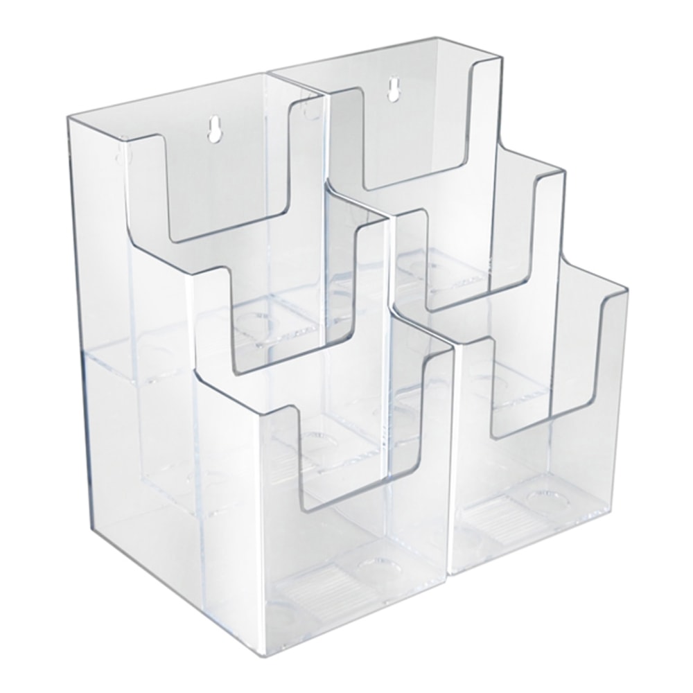 Azar Displays 3-Tier 6-Pocket Plastic Trifold Brochure Holders, 9-1/8inH x 9inW x 5-3/8inD, Clear, Pack Of 2 Holders