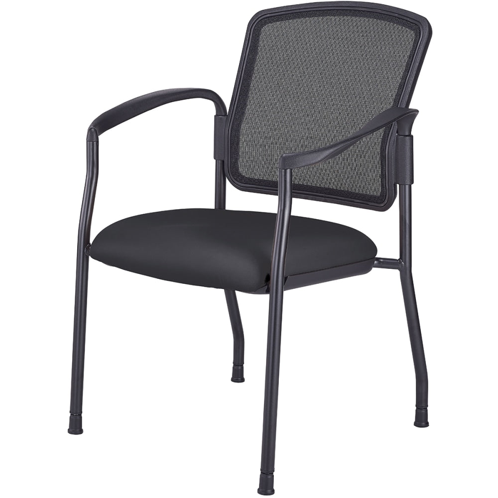 WorkPro Spectrum Series Mesh/Vinyl Stacking Guest Chair With Antimicrobial Protection, With Arms, Black, Set Of 2 Chairs, BIFMA Compliant