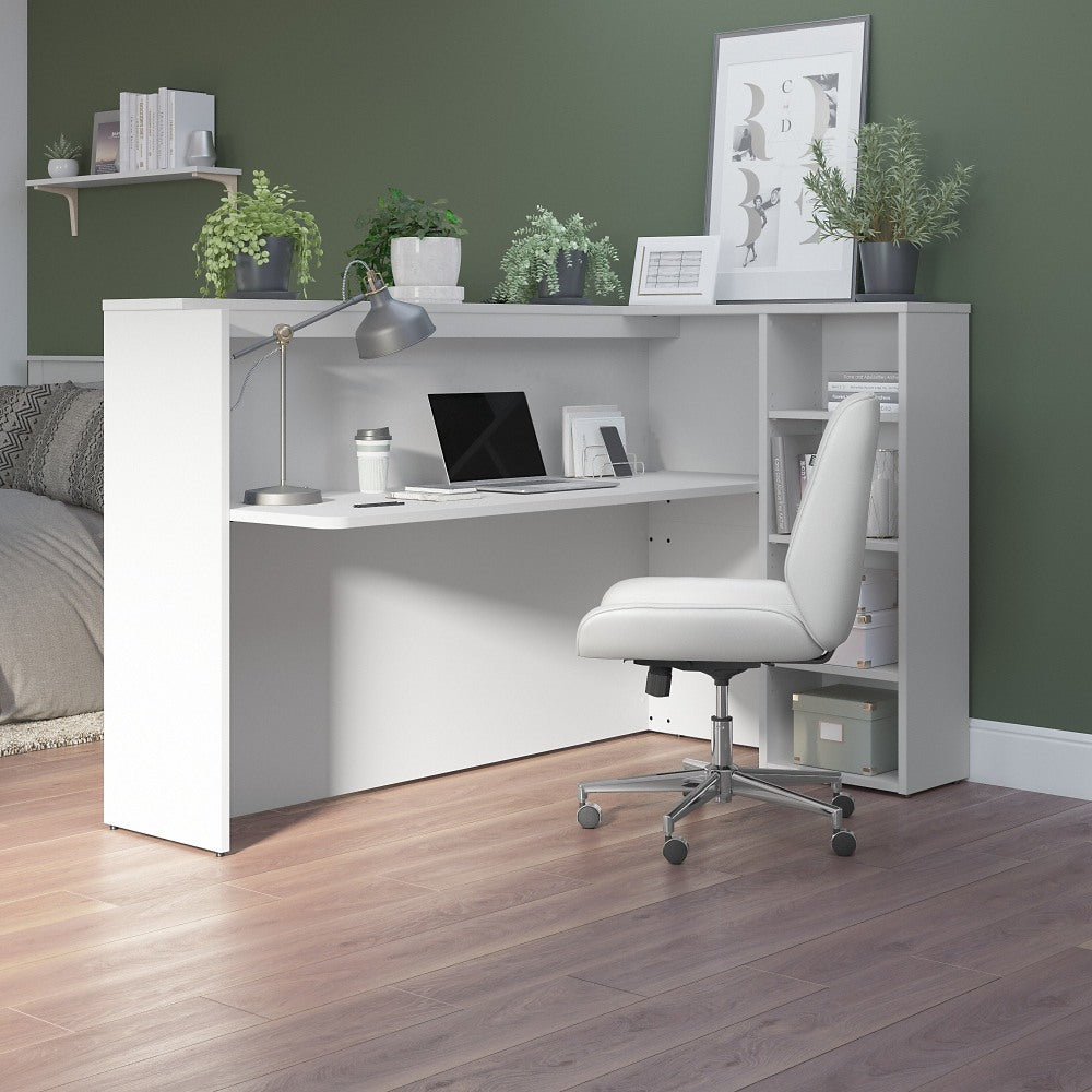 Bush Business Furniture Studio C 72inW Privacy Computer Desk With Shelves, White, Standard Delivery