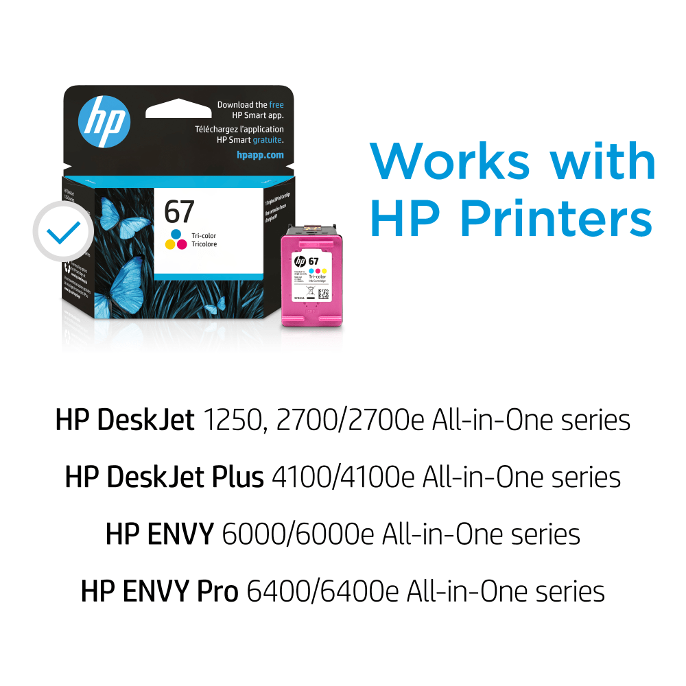 HP 67 Tri-Color Ink Cartridge, 3YM55AN