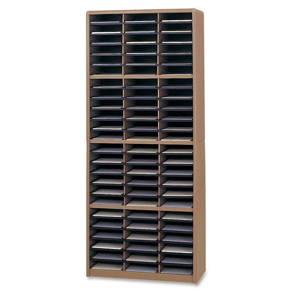 Safco Value Sorter Steel Corrugated Literature Organizer, 72 Compartments, Medium Oak