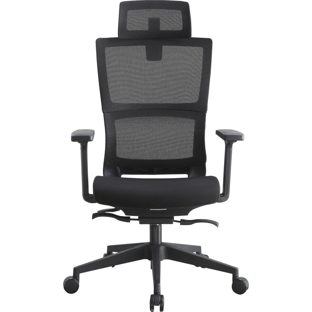 Lorell Ergonomic Mesh High-Back Chair With Headrest, Black