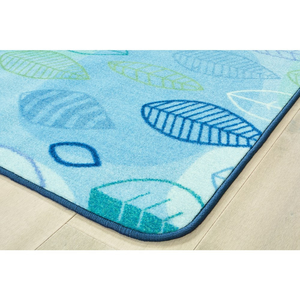 Carpets for Kids Pixel Perfect Collection Peaceful Spaces Leaf Activity Rug, 8'x 12', Blue