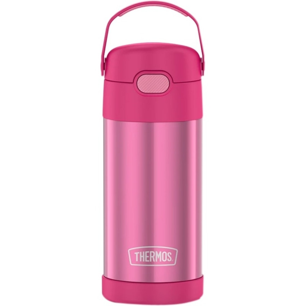 Thermos FUNtainer Water Bottle 12Oz - 12 fl oz - Pink - Stainless Steel, Silicone