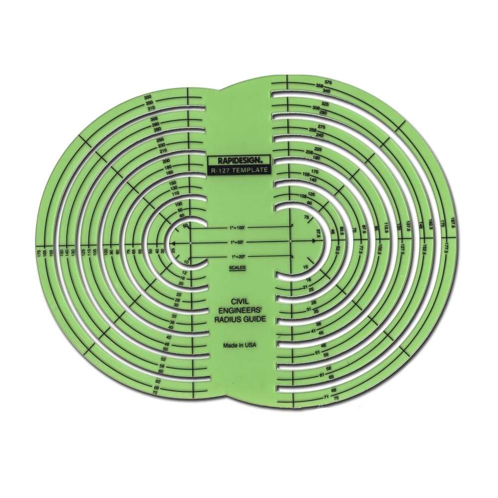 Rapidesign Engineers Drafting And Design Template, Civil Engineers Radius Guide