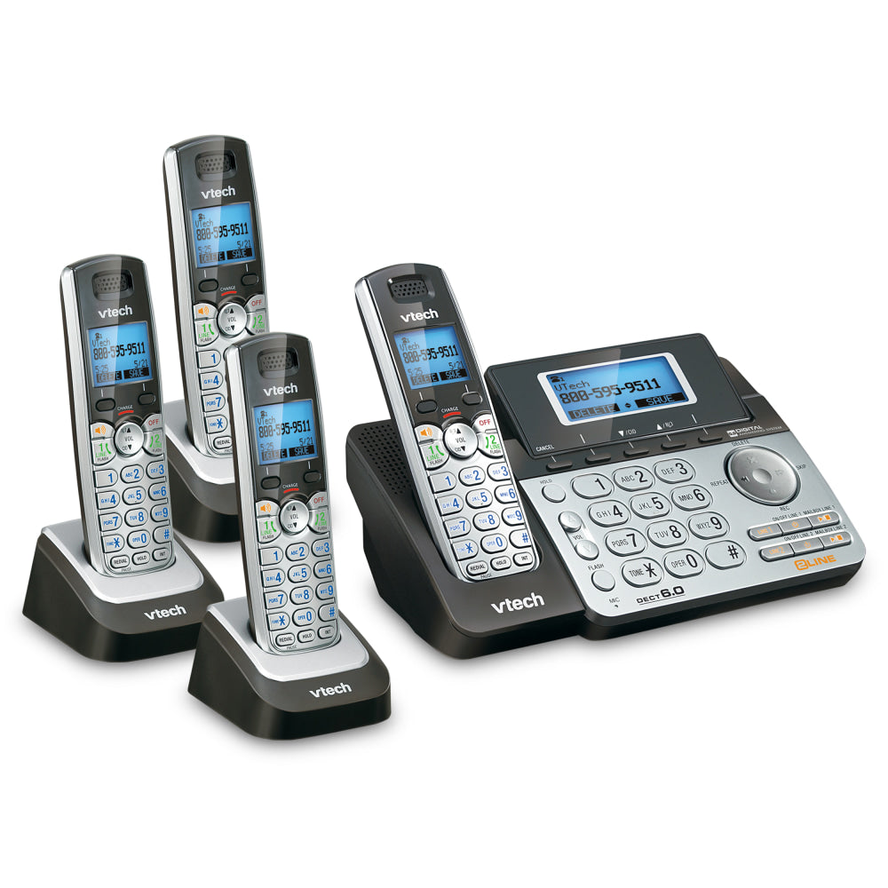 VTech DS6151 2-Line 4 Handset DECT 6.0 Expandable Cordless Phone Bundle with Digital Answering System