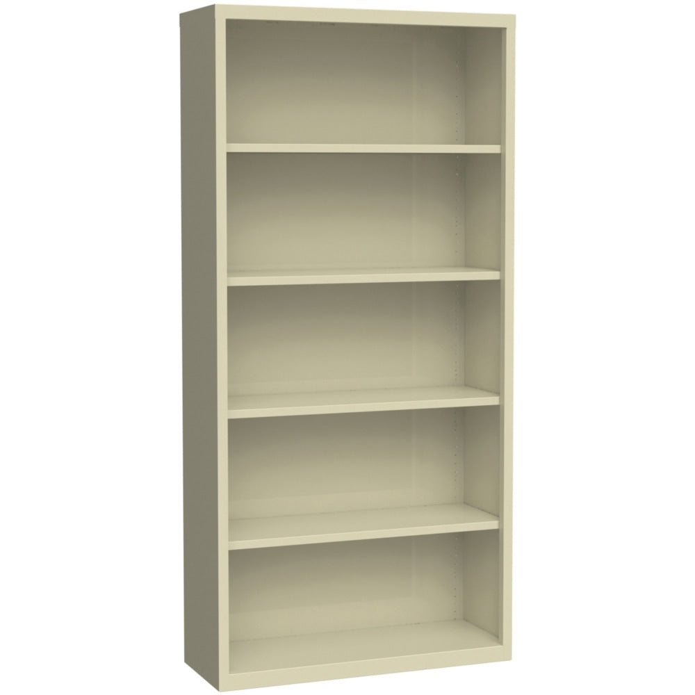 Lorell Fortress Series Steel Modular Shelving Bookcase, 5-Shelf, 72inH x 34-1/2inW x 13inD, Putty