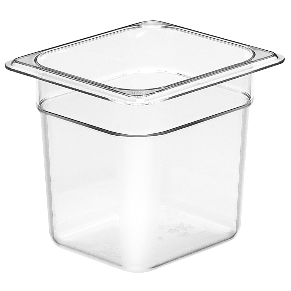 Cambro Camwear GN 1/6 Size 6in Food Pans, 6inH x 6-3/8inW x 7inD, Clear, Set Of 6 Pans