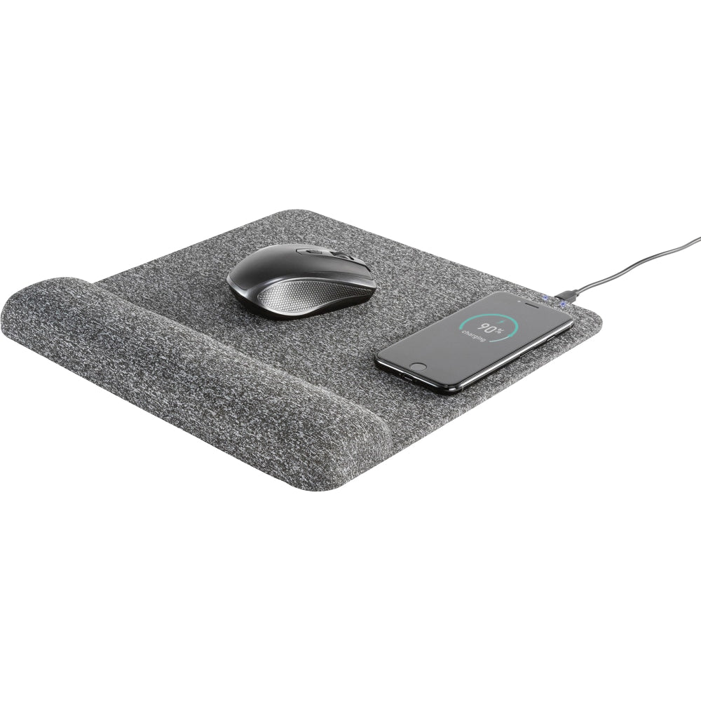 Allsop PowerTrack Plush Wireless Charging Mousepad, 11-13/16inL x 11-5/8inW x 1-7/8inD, Gray, ASP32304