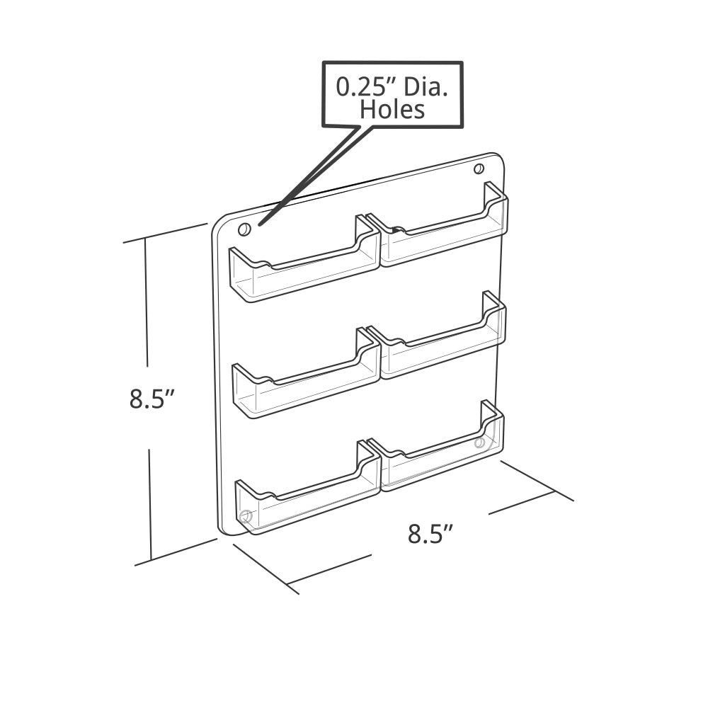 Azar Displays Business And Gift Card Holders, 6 Pockets, Wall Mount, 8.5inH x 8.5inW, Clear, Pack Of 2