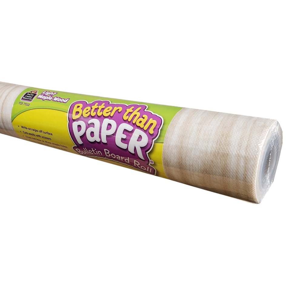 Teacher Created Resources Better Than Paper Bulletin Board Paper Rolls, 4ft x 12ft, Light Maple Wood, Pack Of 4 Rolls