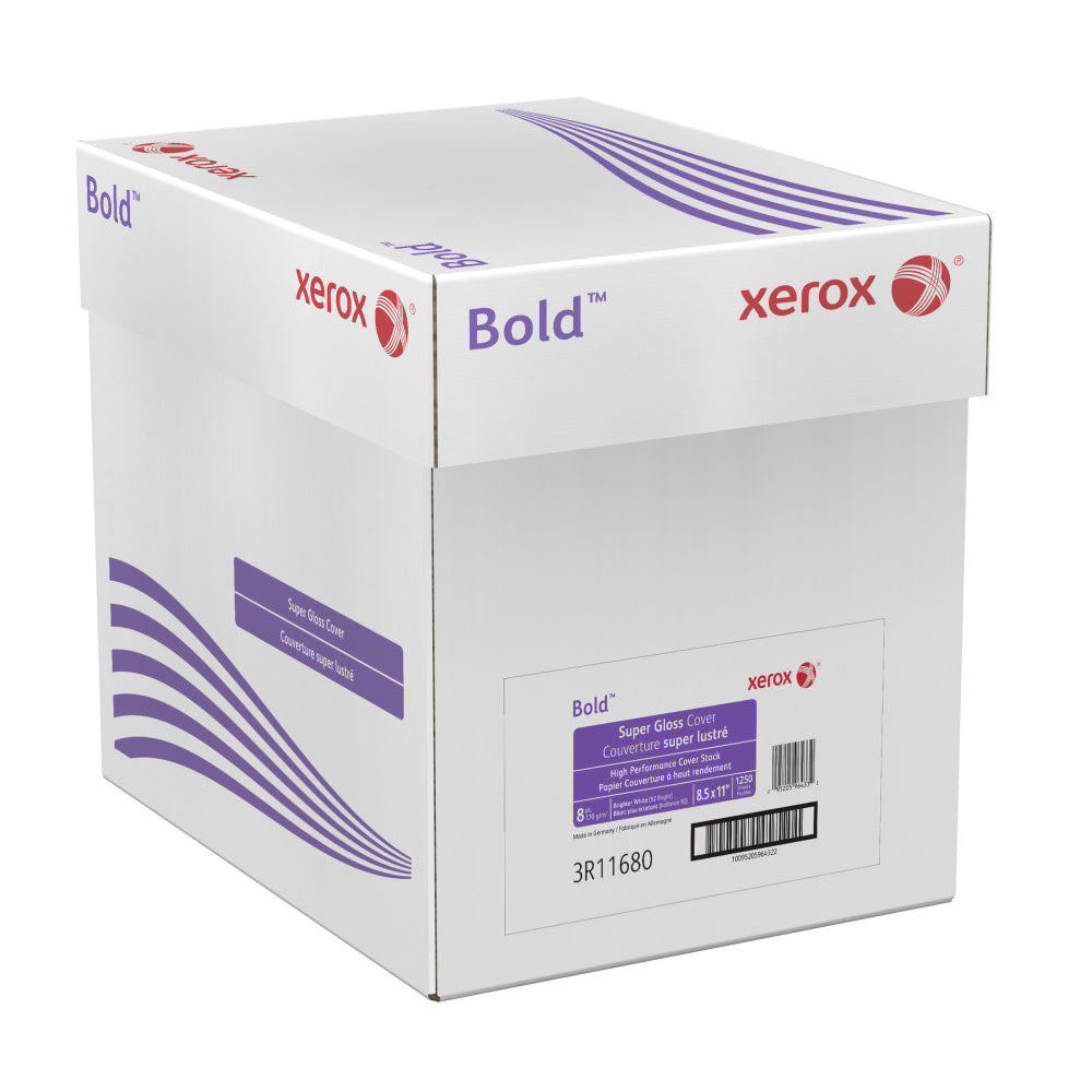 Xerox Bold Digital Super Gloss Cover Copier Paper, Letter Size (8 1/2in x 11in), Pack Of 250 Sheets, 92 (U.S.) Brightness, FSC Certified, White, Case Of 5 Reams, 3R11680