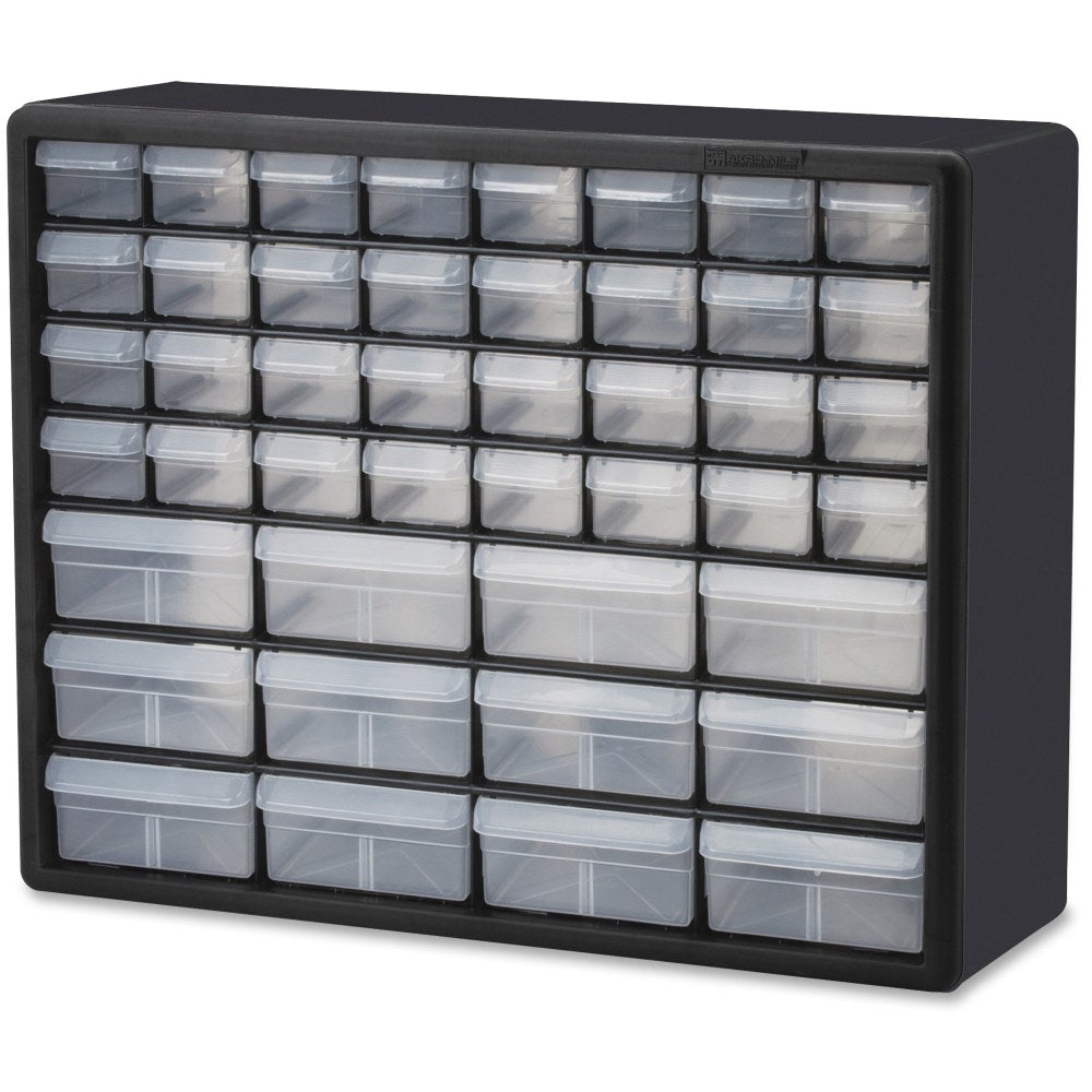 Akro-Mils Plastic 44-Drawer Stackable Cabinet, 20in x 6 3/8in x 15 13/16in, Gray