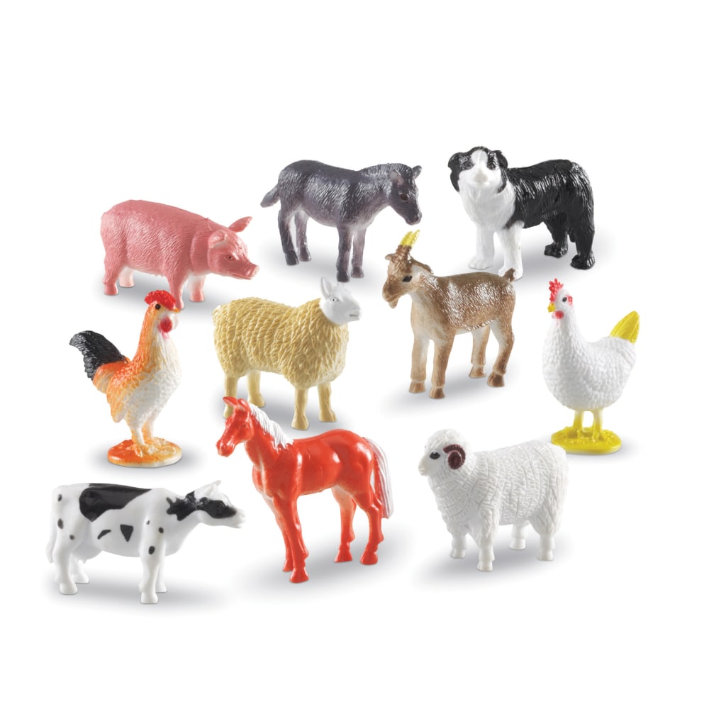 Learning Resources Farm Animal Counters, 2in x 2in, Assorted Colors, Grade 4 - 7, Set Of 60 Counters