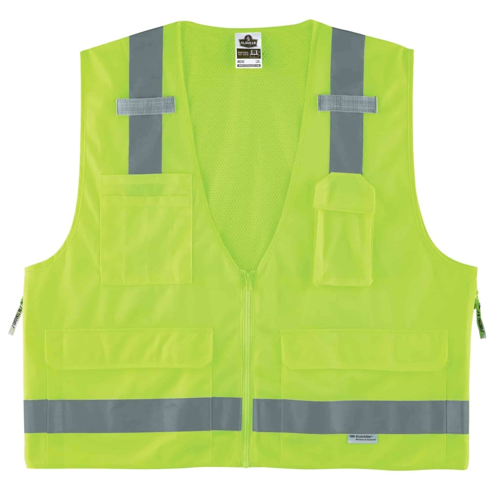 Ergodyne GloWear Safety Vest, Surveyors 8250Z, Type R Class 2, 4X/5X, Lime