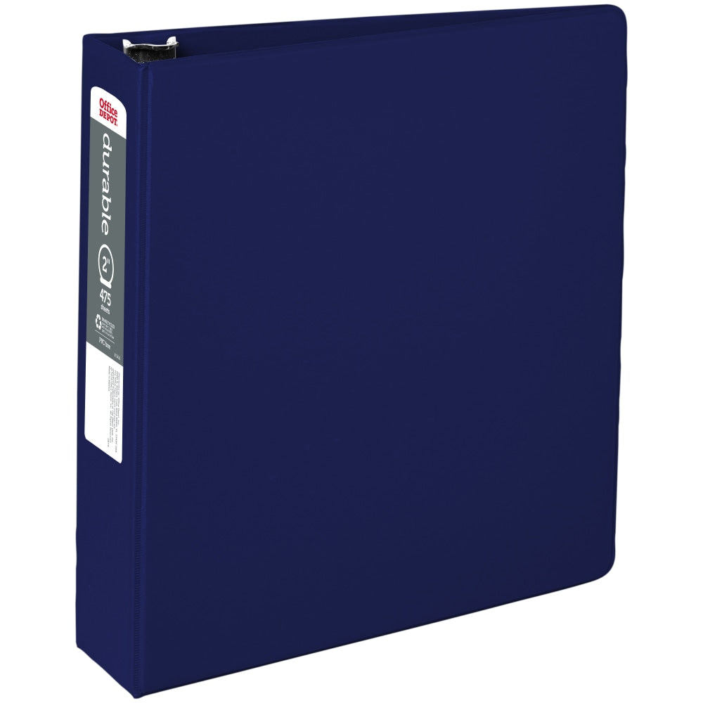 Office Depot Brand Nonstick 3-Ring Binder, 2in Round Rings, Blue