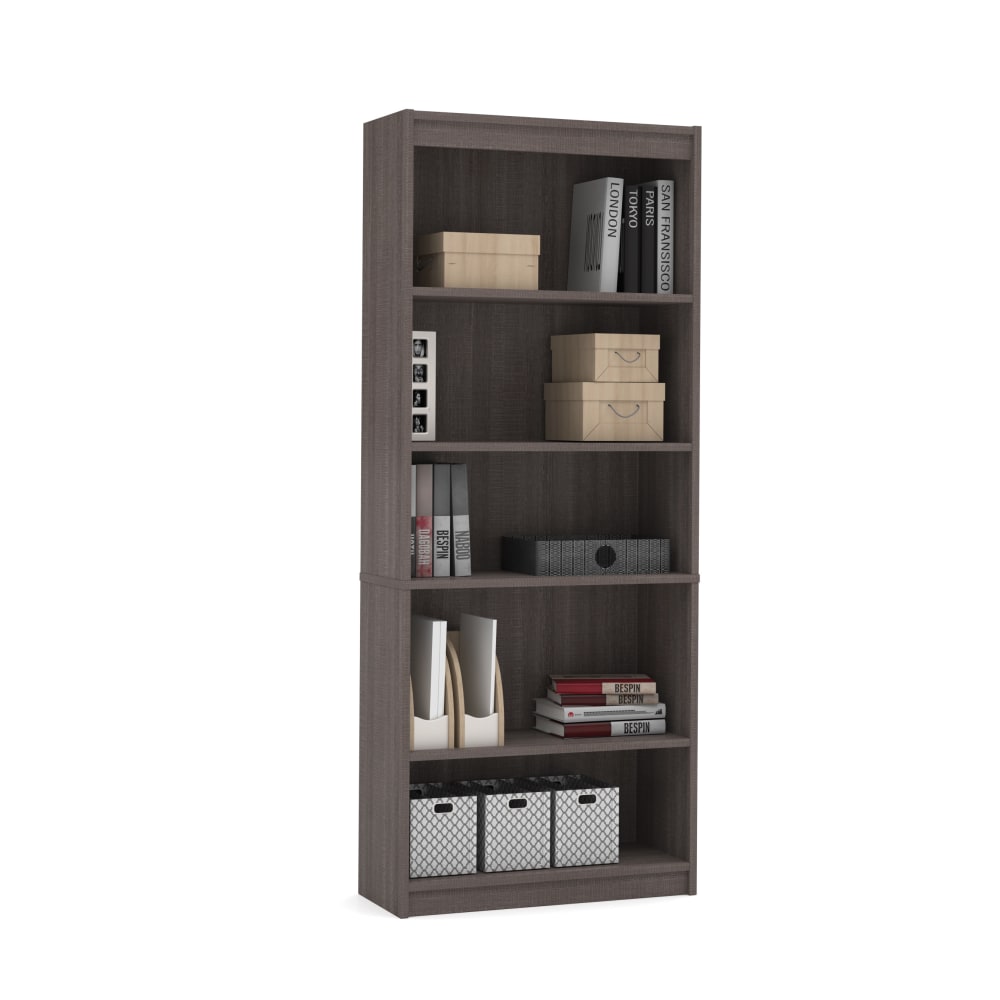 Bestar Universel 72inH Standard Bookcase, Bark Gray