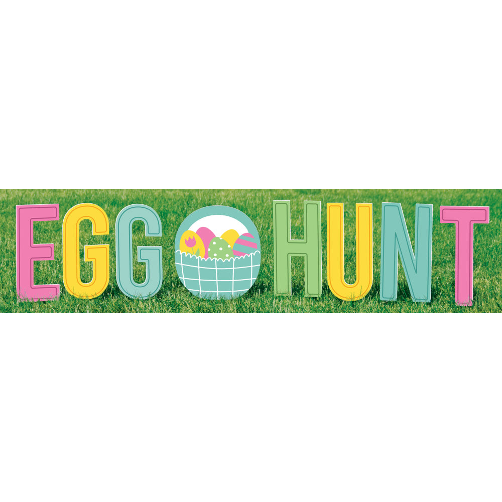 Amscan Easter Egg Hunt 9-Piece Yard Sign, 14inH x 10inW x 1inD, Multicolor