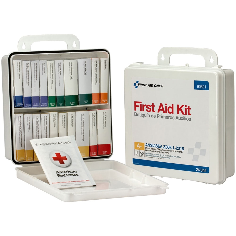 First Aid Only 50-Person First Aid Kit, 10inH x 10inW x 3inD, White