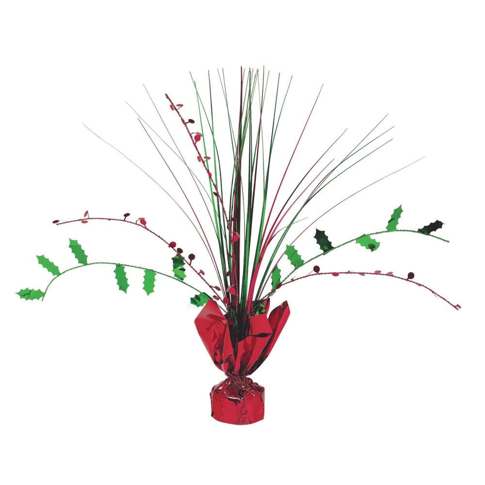 Amscan Christmas Holly Spray Centerpieces, 12in x 10in, Red, Pack Of 10 Centerpieces