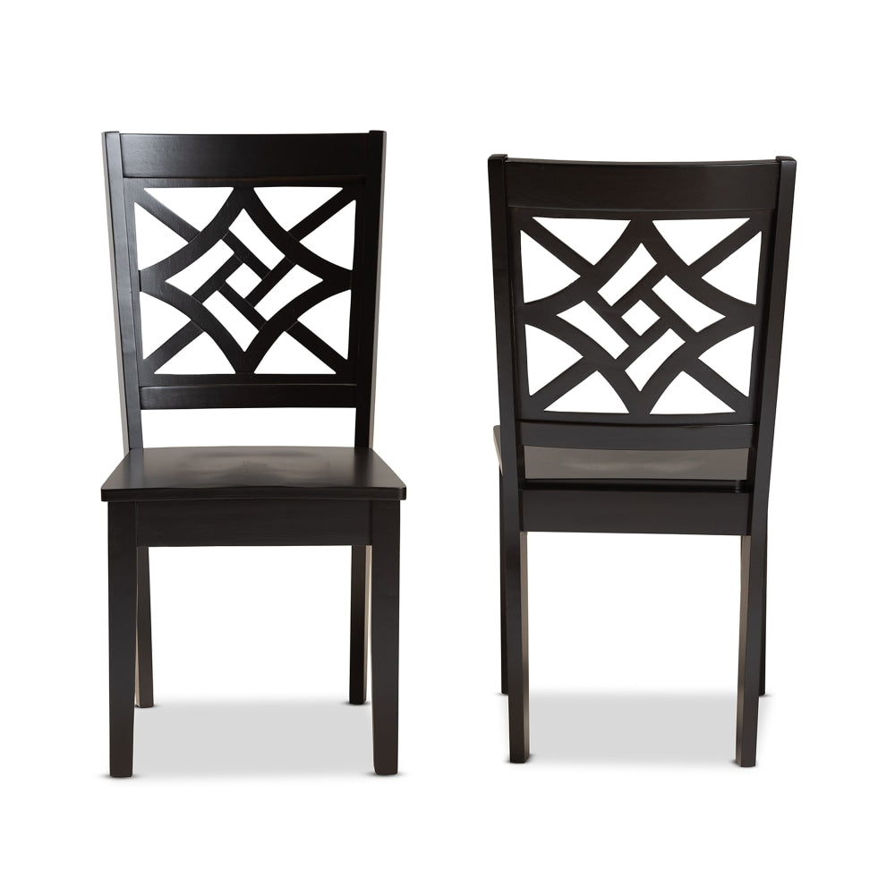 Baxton Studio Nicolette Dining Chairs, Dark Brown, Set Of 2 Chairs