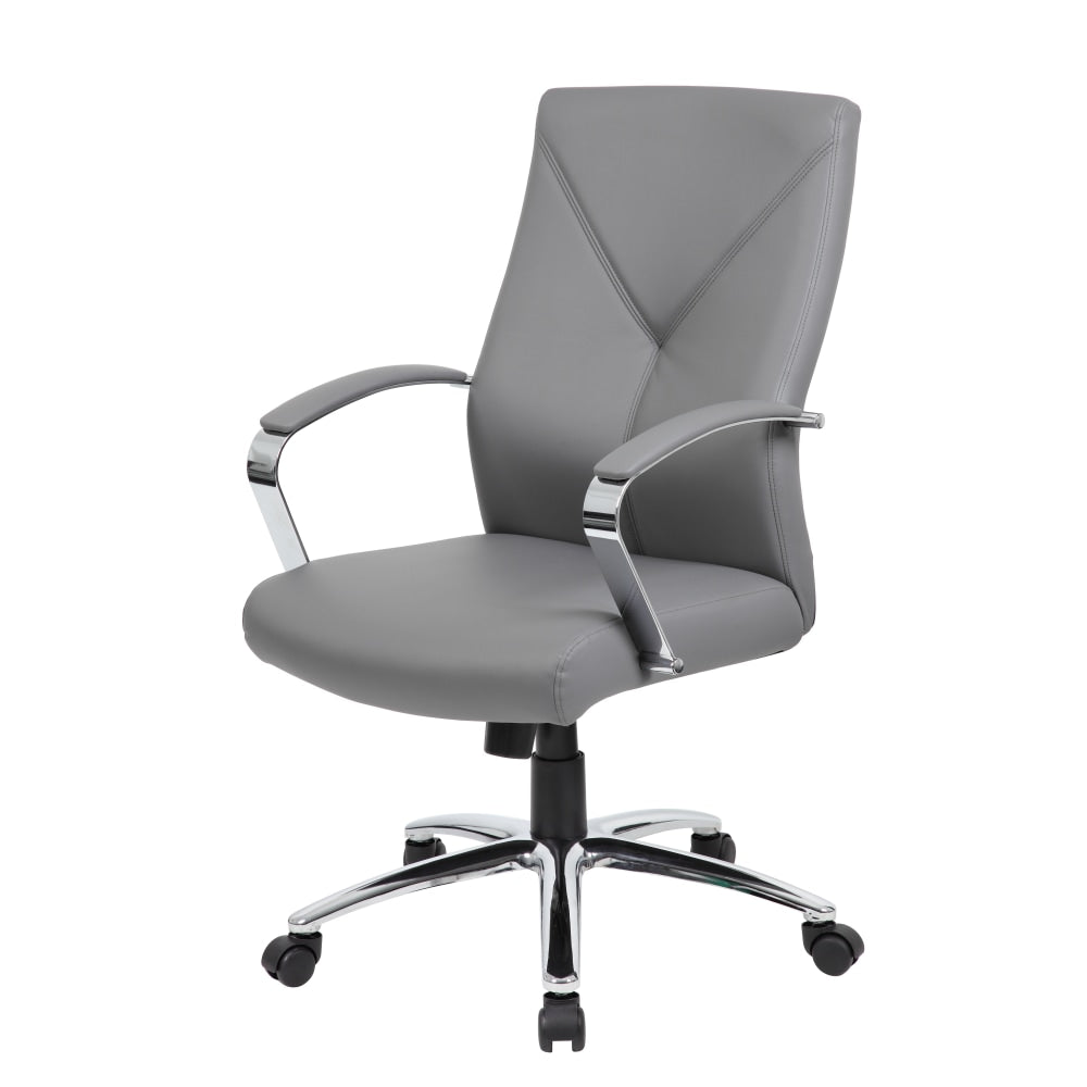 Boss Office Products Ergonomic High-Back Chair, Gray/Chrome/Gray