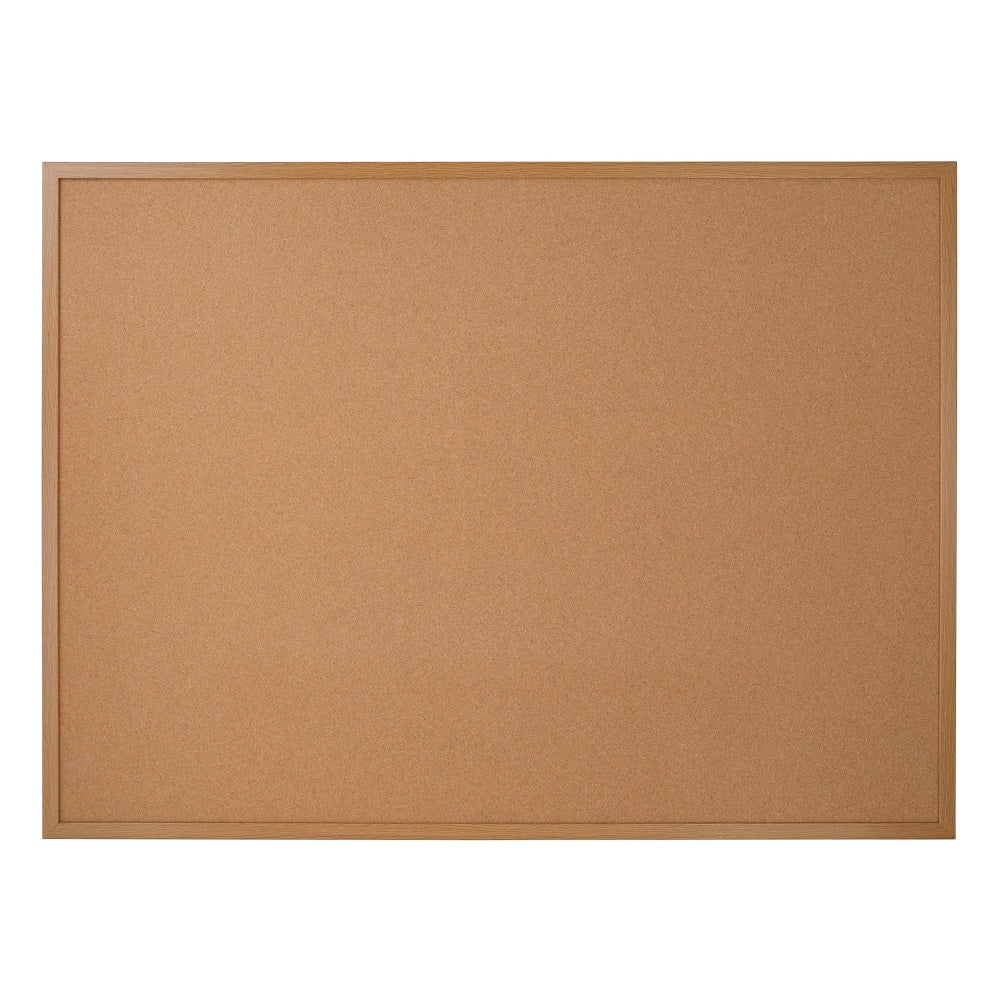 Office Depot Brand Cork Bulletin Board, 36in x 48in, Wood Frame With Light Oak Finish