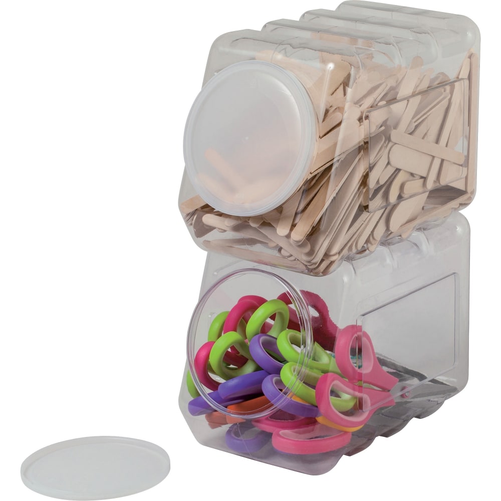 Pacon Interlocking Storage Container With Lid - External Dimensions: 5.5in Width x 9.5in Depth x 6.8in Height - Interlocking Closure - Plastic - Clear - 1 / Each