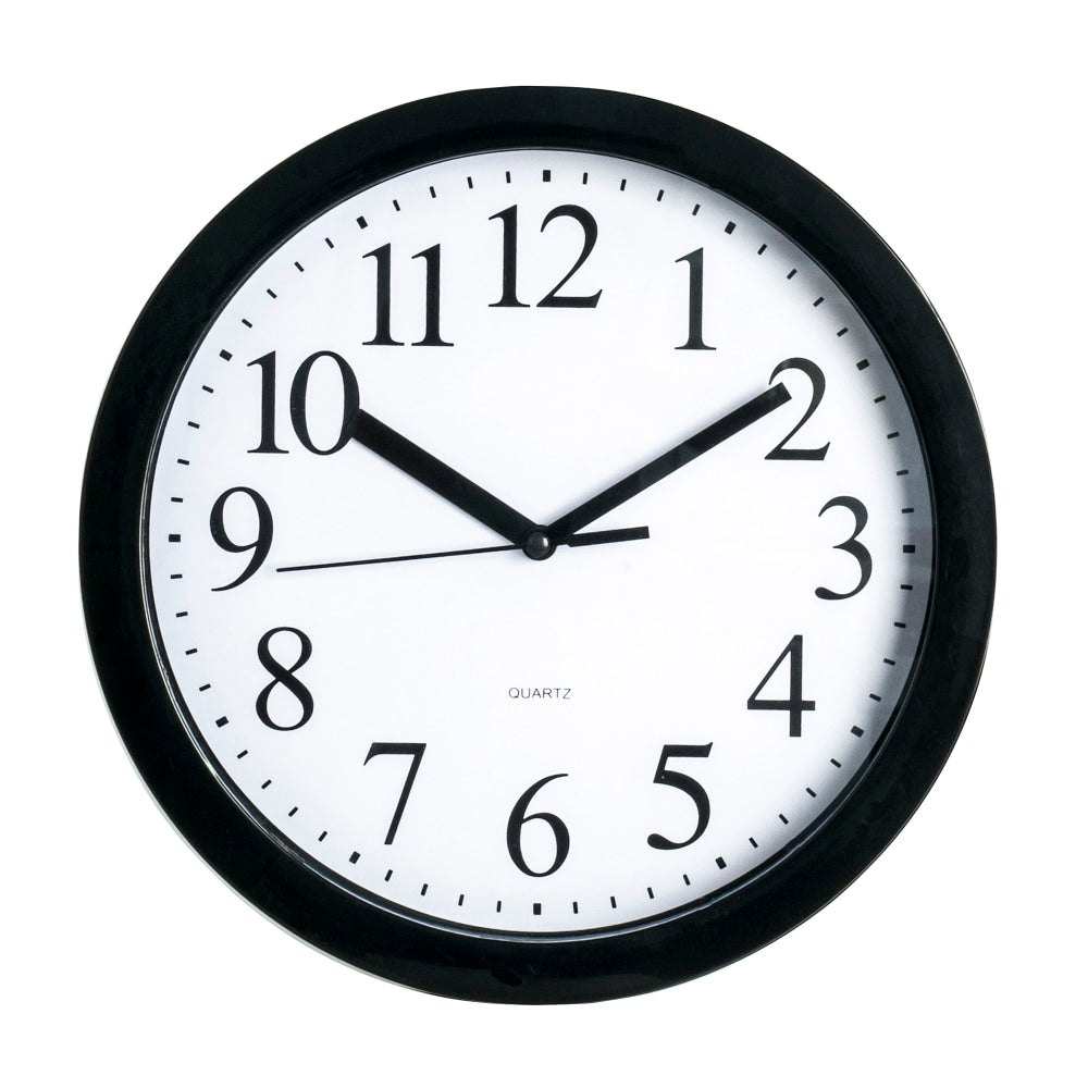 Realspace Round Quartz Analog Wall Clock, 9inD, Black