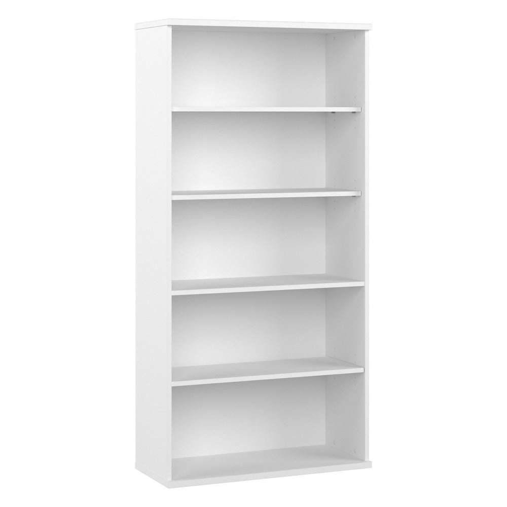 Bush Business Furniture Hybrid 73inH 5-Shelf Bookcase, White, Standard Delivery