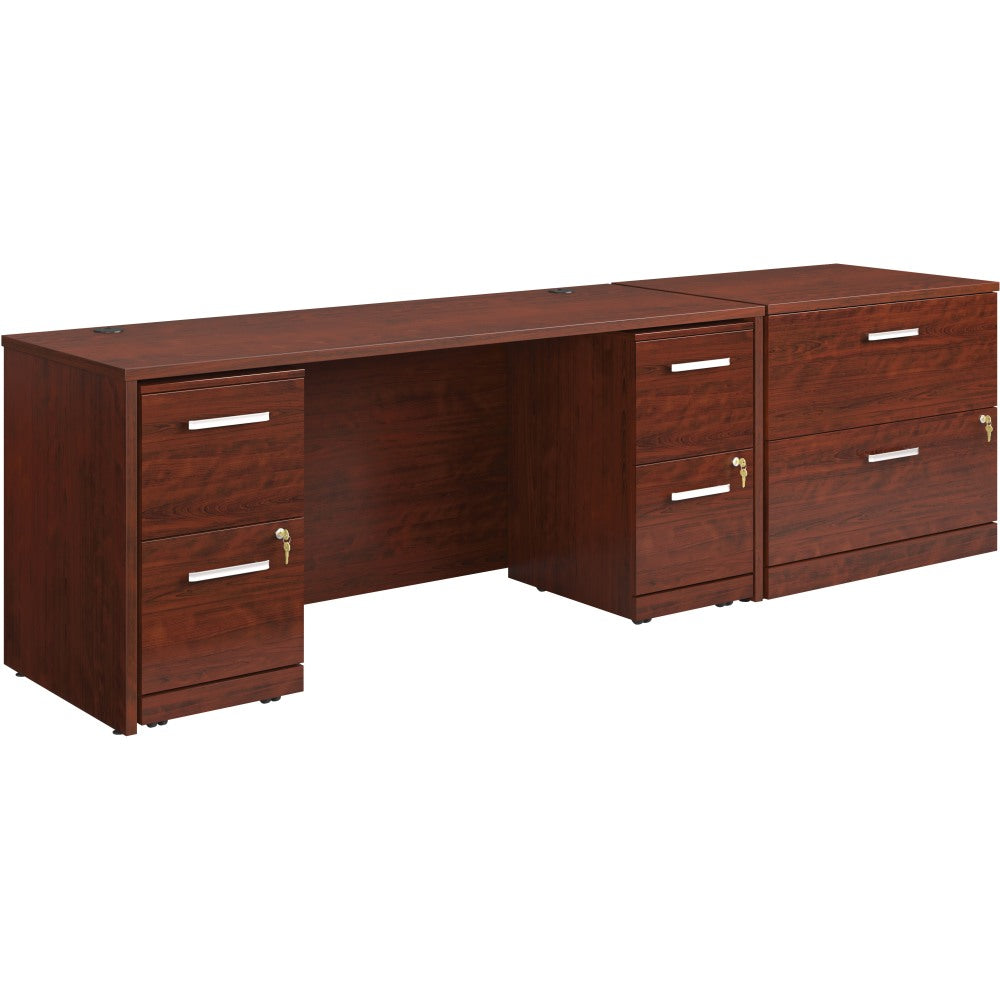 Sauder Affirm Collection Executive Desk With Two 2-Drawer Mobile Pedestal Files And Lateral File, 72inW x 24inD, Classic Cherry