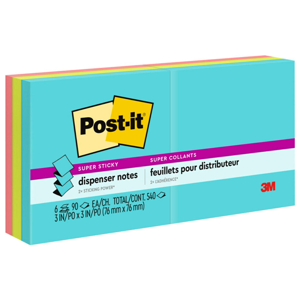 Post-it Super Sticky Pop Up Notes, 3 in x 3 in, 6 Pads, 90 Sheets/Pad, 2x the Sticking Power, Supernova Neons Collection