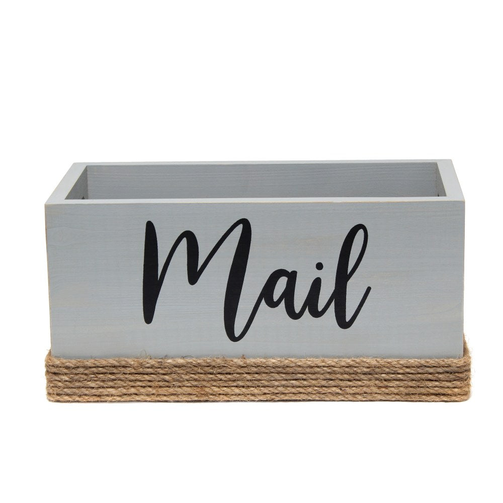 Elegant Designs Homewood Farmhouse Rustic Wood Decorative Mail Holder, 5-3/4inH x 11-3/4inW x 5-7/8inD, Gray