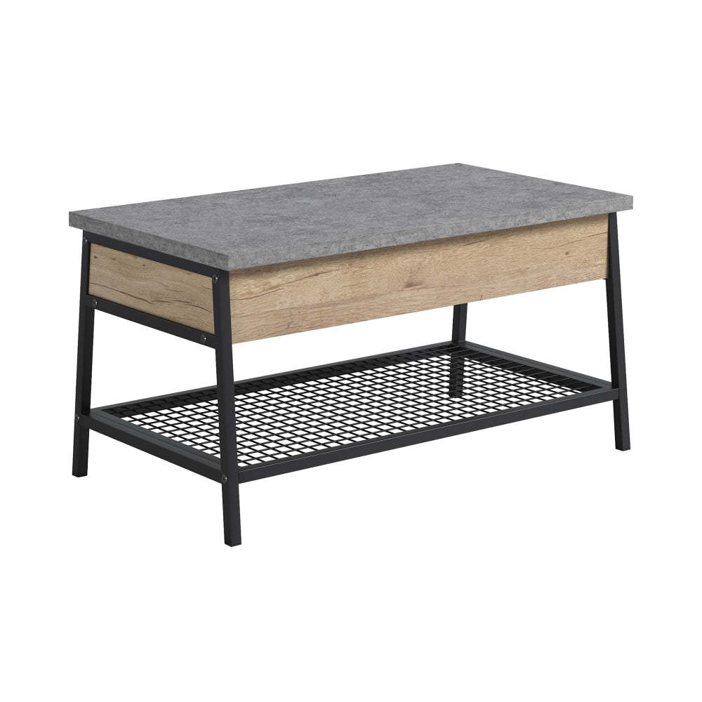 Sauder Market Commons Lift-Top Coffee Table, 23inH x 35inW x 19inD, Prime Oak/Slate Gray/Black