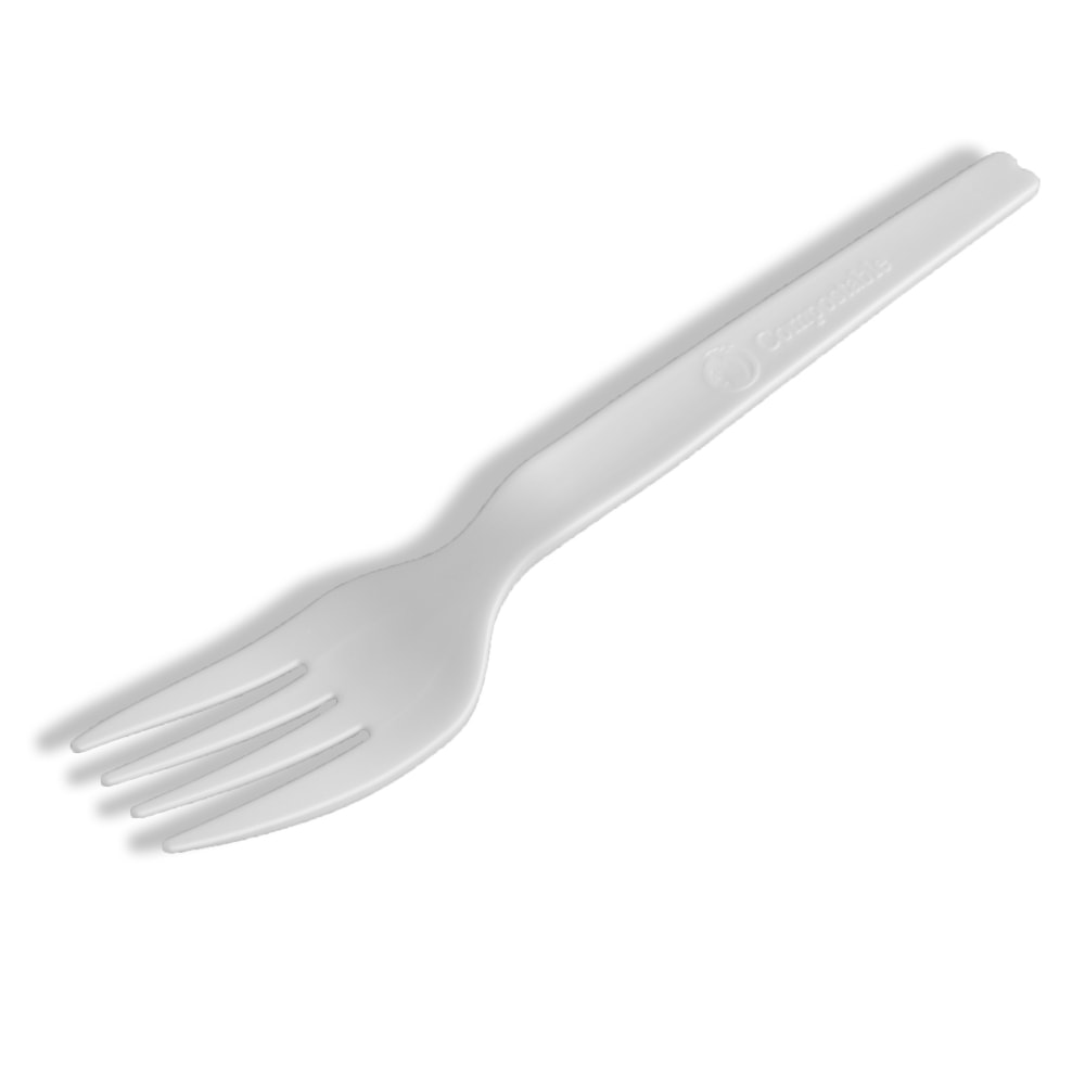 Stalk Market Compostable Cutlery Forks, Pearlescent White, Pack Of 1000