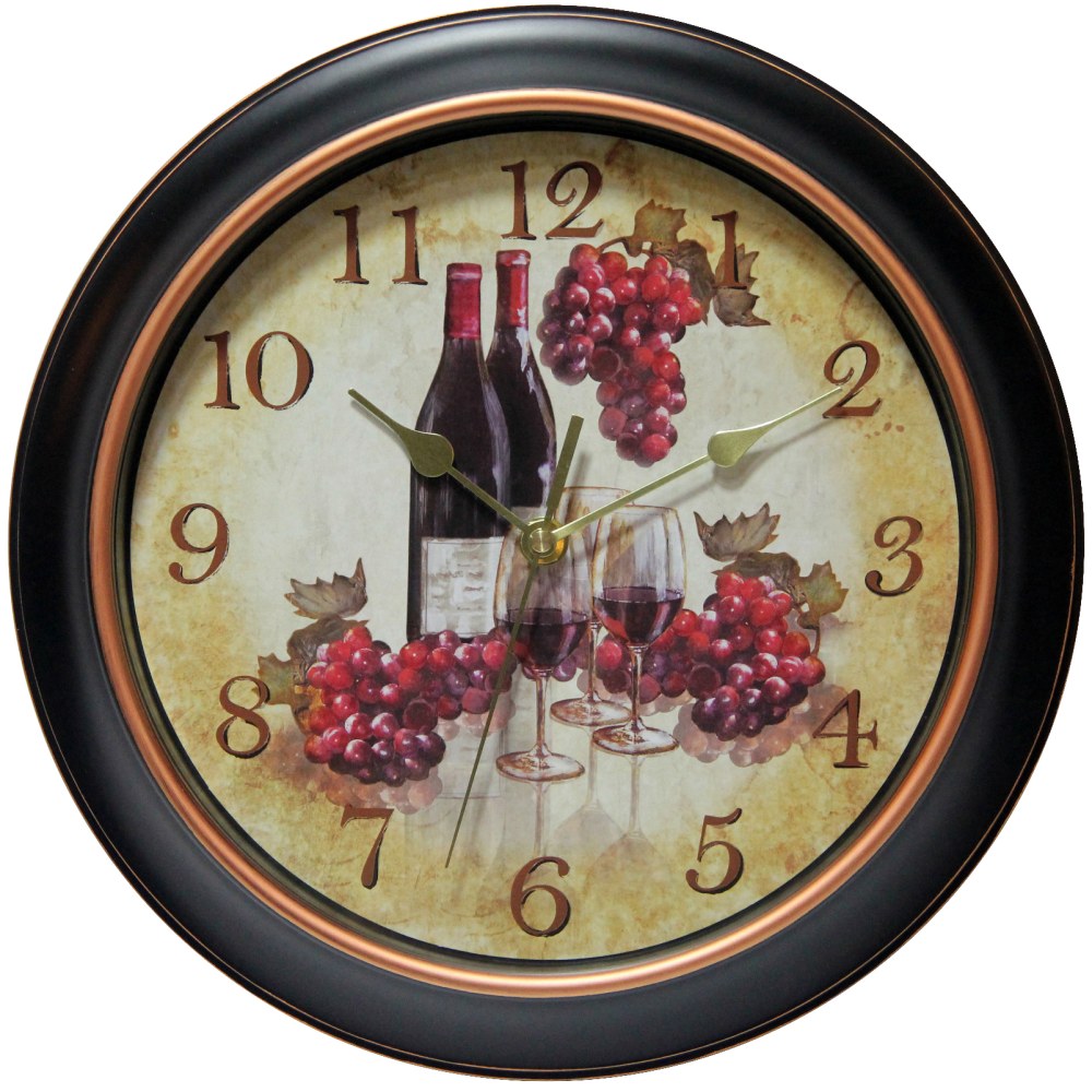 Infinity Instruments Valencia 12in Round Wall Clock, Black/Rose Gold