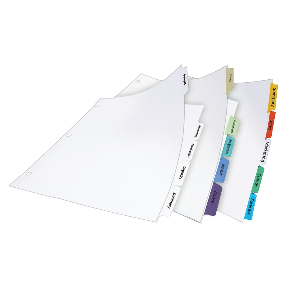 SKILCRAFT Index Maker 100% Recycled Clear Label Dividers With White Tabs, 5-Tab (AbilityOne 7530-01-600-6977)