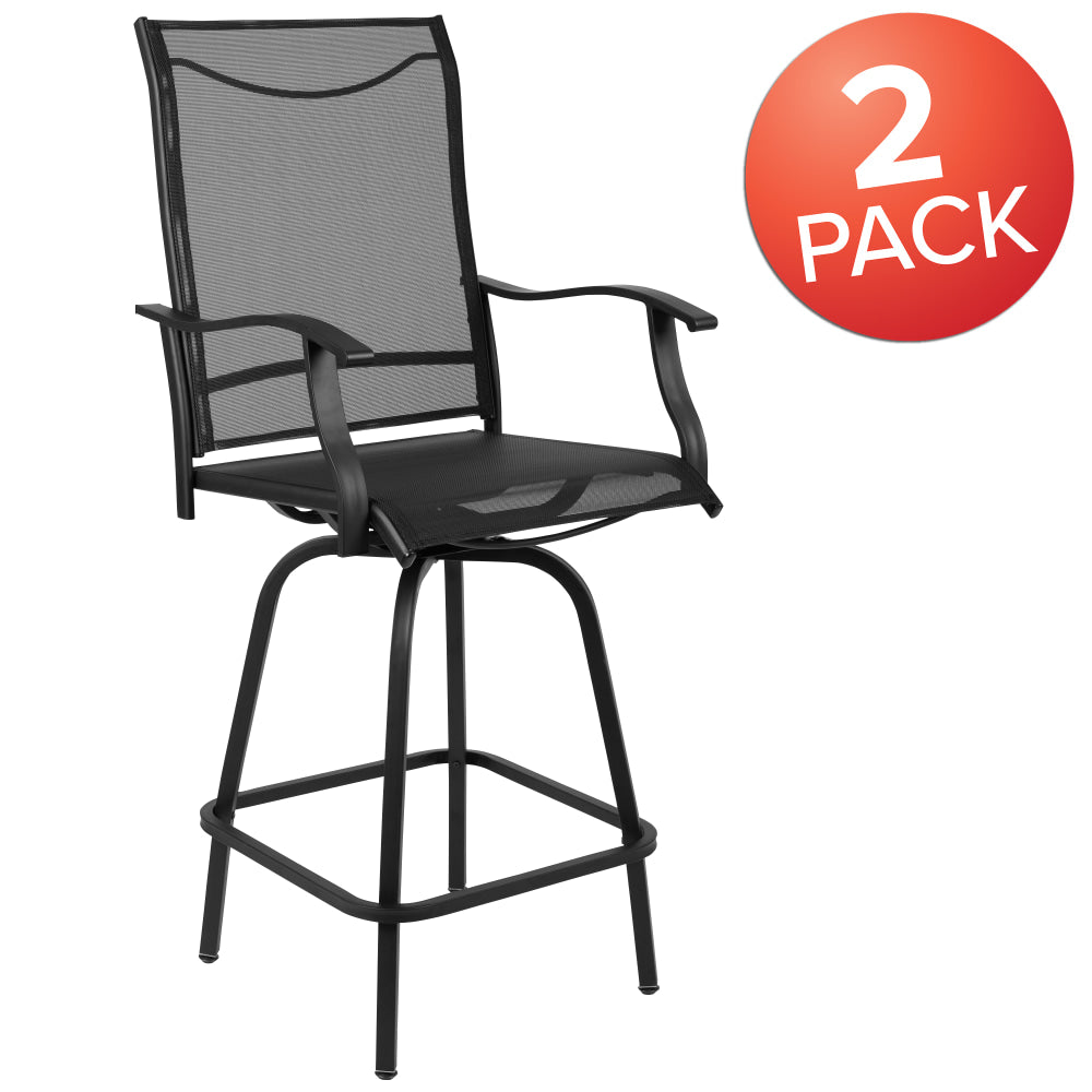 Flash Furniture Valerie Patio Bar Stools, Black, Set Of 2 Stools